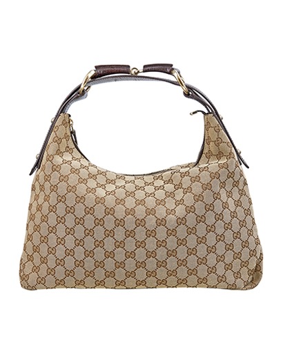 Gucci Brown Monogram Horsebit Hobo 115867467891, front view